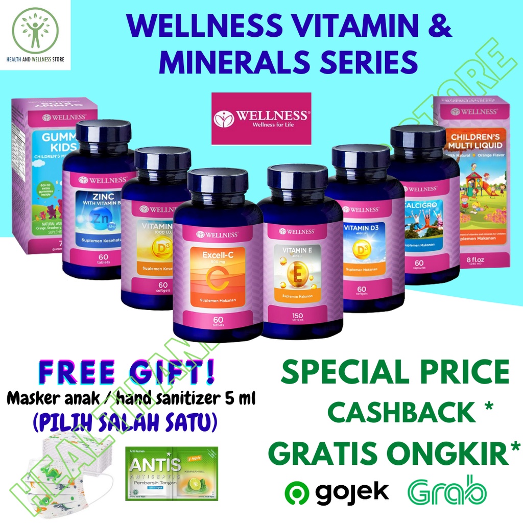 Wellness Vitamin Series Lengkap Vitamin C D3 E Omega Anak Multivitamin