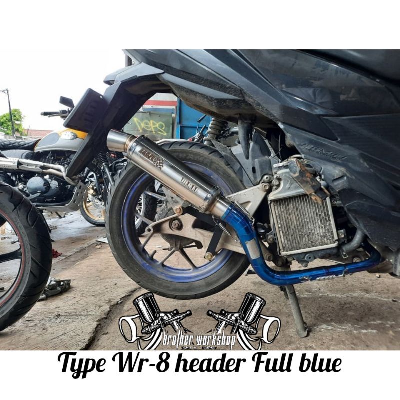 Knalpot WRC racing type Wr-8 header FULL BLUE Vario 125 150 Old Led New
