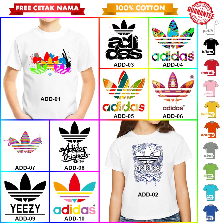 [FREE NAMA!!] Baju Kaos ANAK DAN DEWASA ADIDAS BANYAK MOTIF