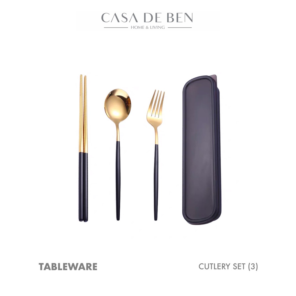 Cutlery Set (3) / Alat Makan Sendok Garpu Sumpit Stainless Steel Tebal
