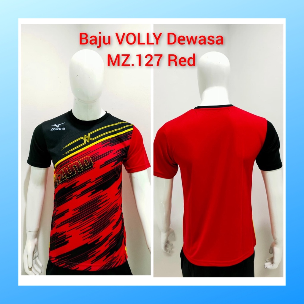 jersey volly pria kaos voli baju bola atasan wanita dewasa t-shirt outfit seragam jarsey kostum olahraga custom pakaian apparel sport jersy volley ball casual jersi suit MZ127 merah