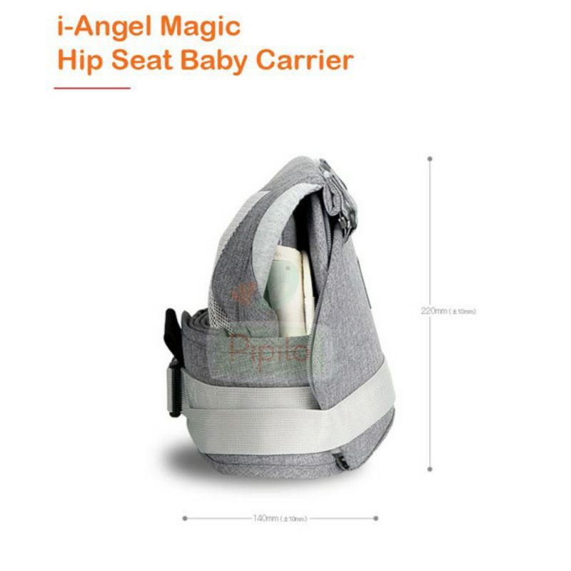 i-Angel Gendongan Bayi New Magic 7 Hipseat Carrier + Hipseat - Melange Grey With Hood