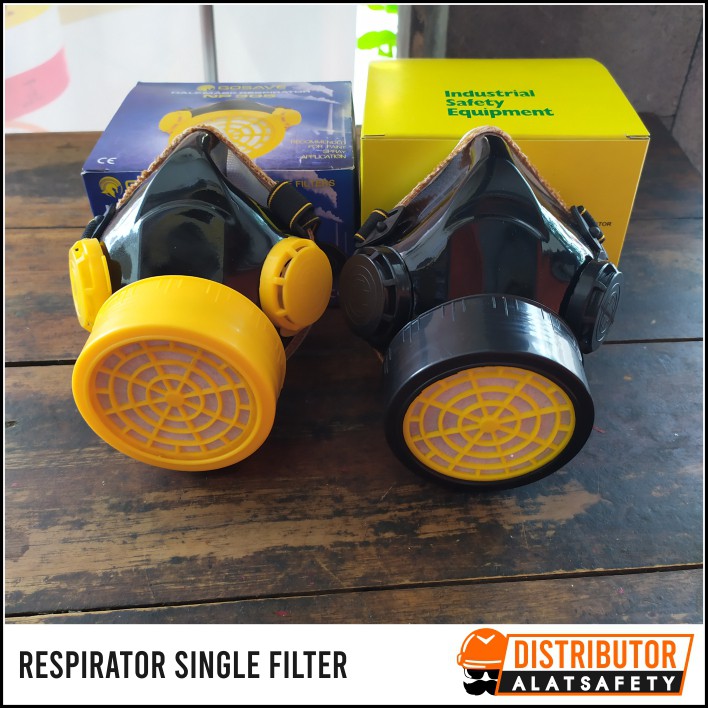 SET MASKER RESPIRATOR KACAMATA GOGGLE ANTI KIMIA GAS AIR MATA