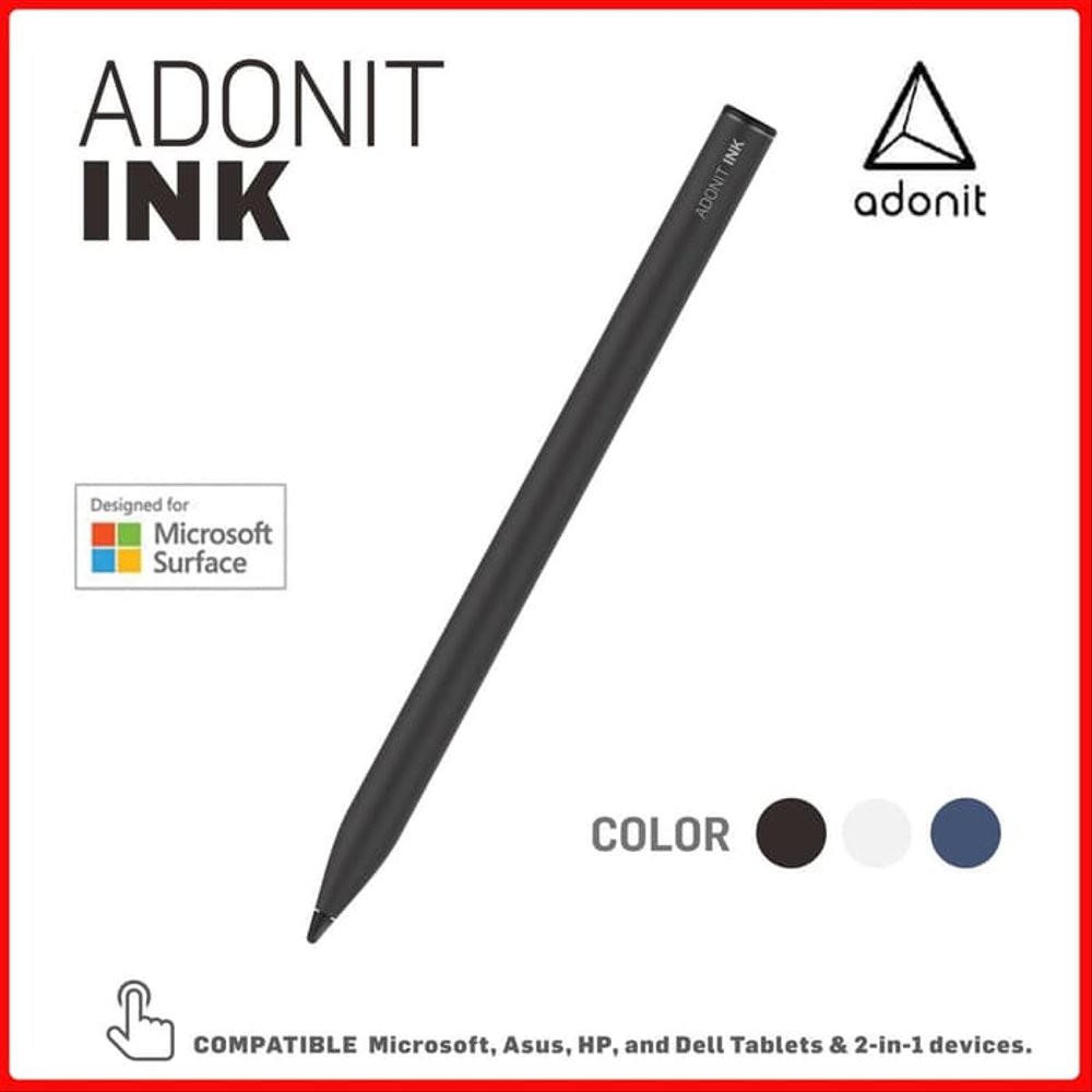 Adonit INK Fine Point Stylus for Windows Powered Tablet - Hitam