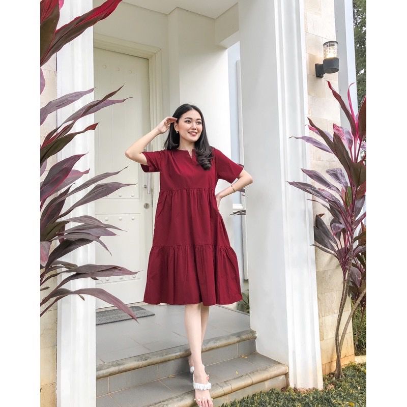 Basic id fashion Dres wanita elegant / Dres lengan pendek yuri