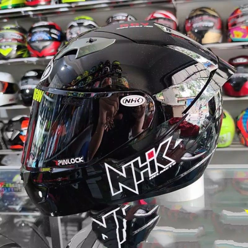 NHK HELM GP1000 SOLID BLACK GLOSY PAKET GANTENG/ FULL FACE