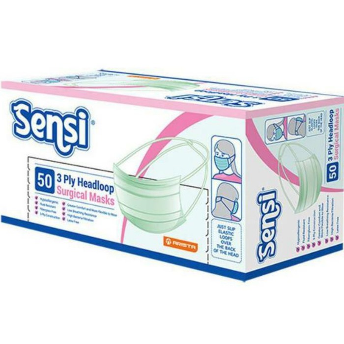 SENSI Masker 3 Ply Headloop isi 50pcs Masker Medis 3 Lapis