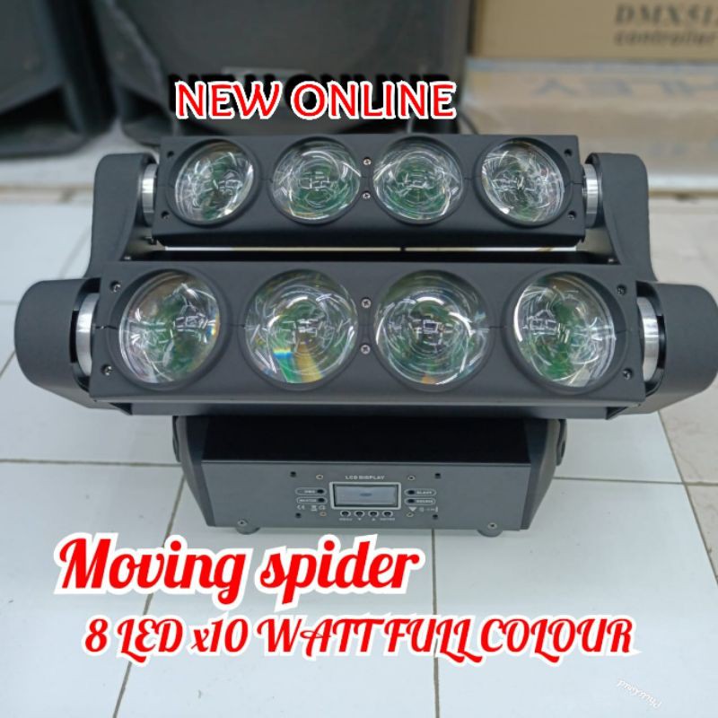 MOVING SPIDER 8 LED x 10WATT FULL COLOUR
