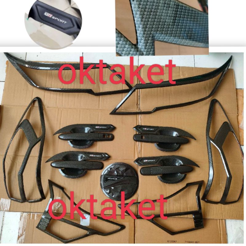 paket lengkap All new Rush Terios 2018-2022 Gr Sport Carbon garnish depan belakang outer handle tank cover