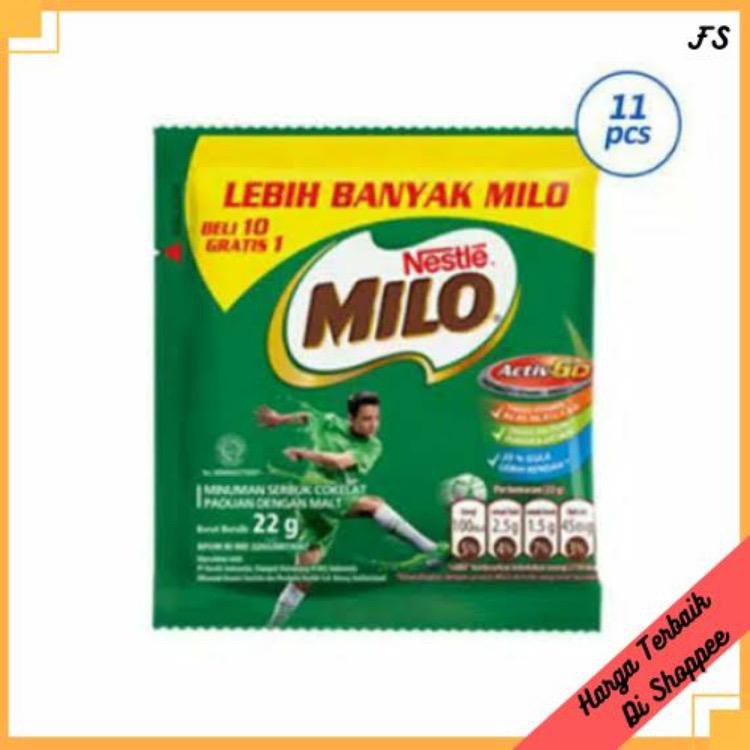 

[Distributor Agen Susu] Susu Milo Sachets @22gr 1 renceng isi 10 + 1 = 11 Sachets Susu Renceng Bubuk