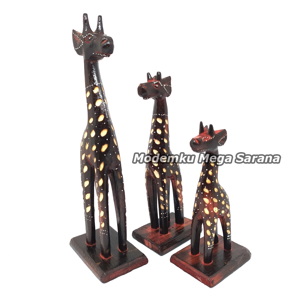 Pajangan Miniatur Jerapah Painting Khas Jogja - Isi 3pcs