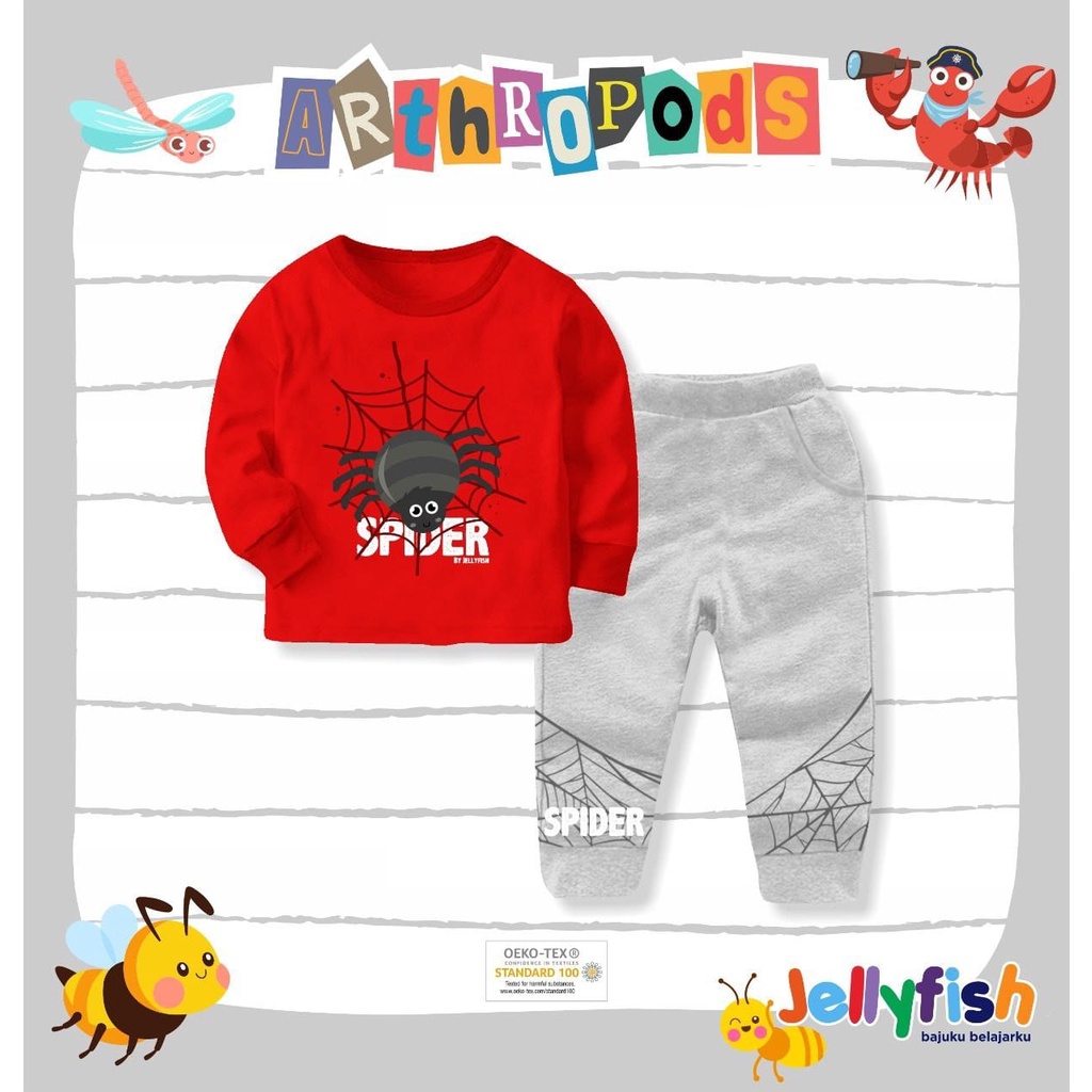 Setelan Panjang Anak Laki-Laki Jellyfish Arthropods - Spider