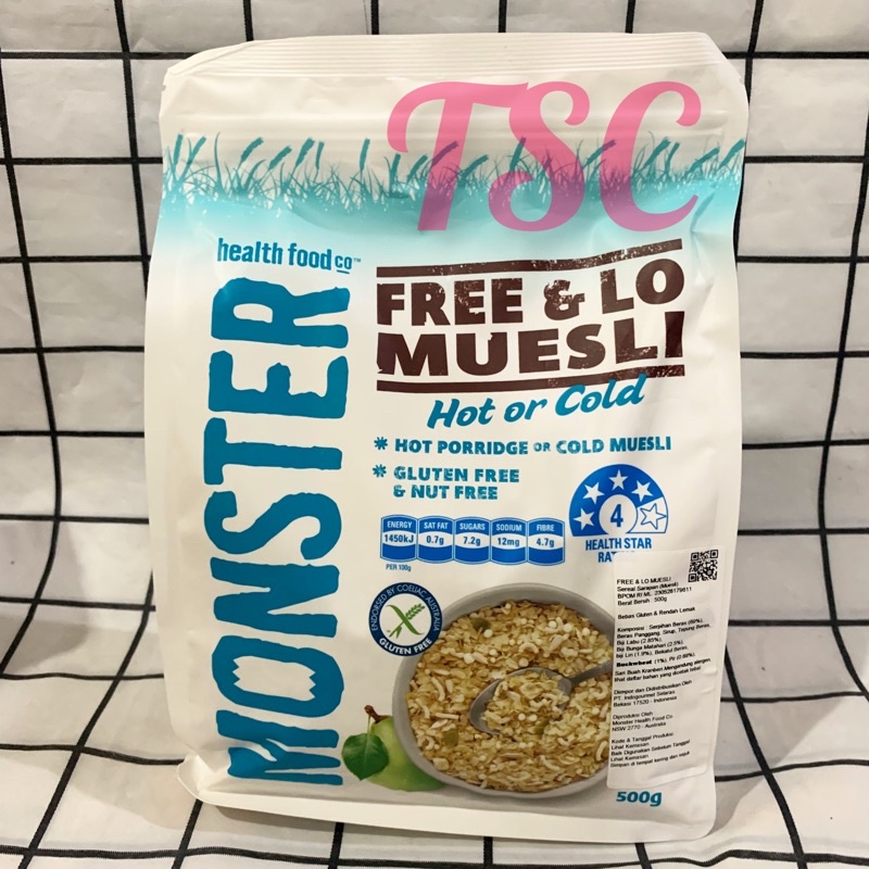 

Monster Free & Lo Muesli Hot or Cold 500gr / Health Food / sereal / cereal / Monster Muesli