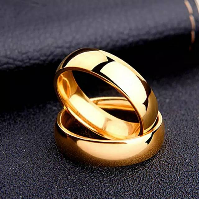 Cincin couple Titanium Stainless steel cembung anti karat selamanya Fashion Ring