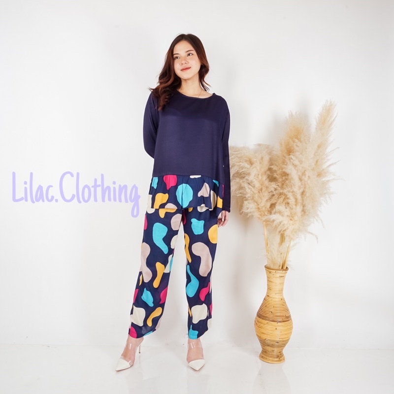 STELAN RAYON CELANA PANJANG | BAJU TIDUR LENGAN PANJANG | STELAN RAYON BUSUI | STELAN WANITA JUMBO