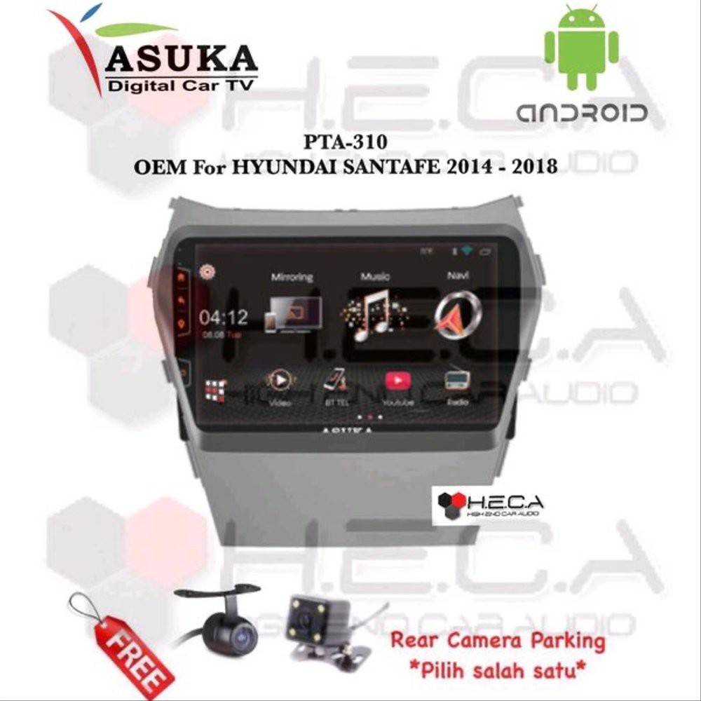 Asuka PTA-310 For HYUNDAI SANTAFE 2014-2018 Head Unit OEM DoubleDin Tape Mobil PTA-310TV ANDROID&CAM
