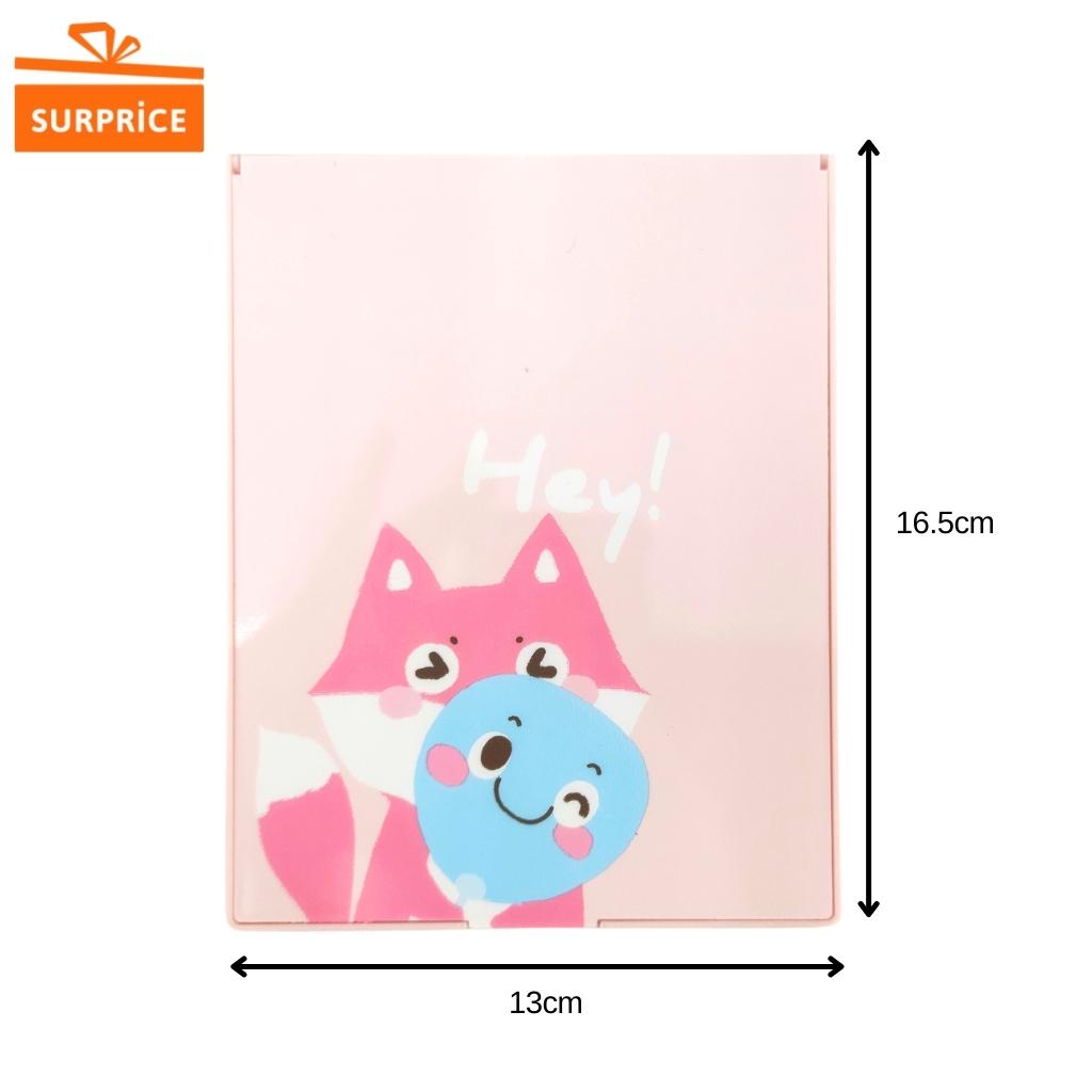 Surprice Cermin Lipat Make Up / Cermin Rias Makeup Buku / Kaca Rias Portable Kecil / Cermin Dandan Travel Mini-Hey! Pink