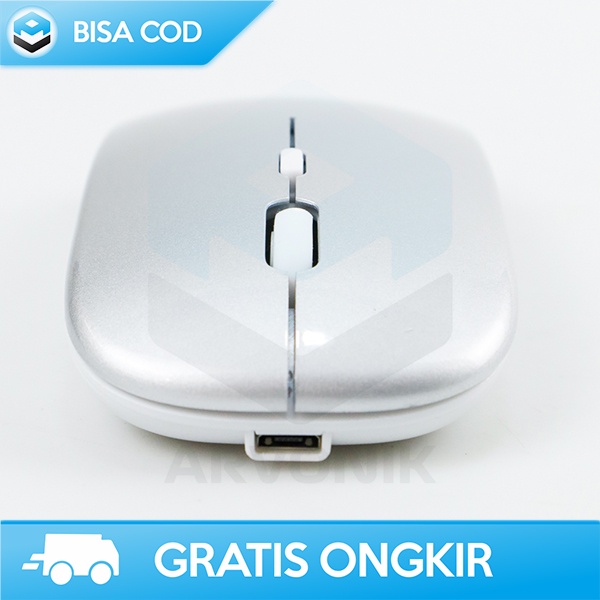 WIRELESS MOUSE 2.4G TAFFWARE DESAIN ELEGAN METALIC USB RECHARGEABLE