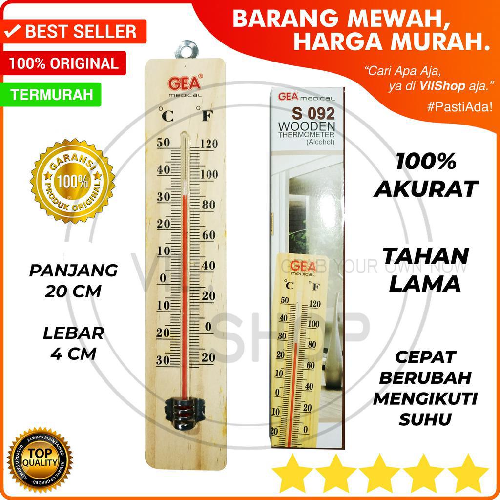 THERMOMETER KAYU GEA ORIGINAL CELCIUS FAHRENHEIT AKURAT / TERMOMETER RUANGAN WOODEN S 092 PENGUKUR S