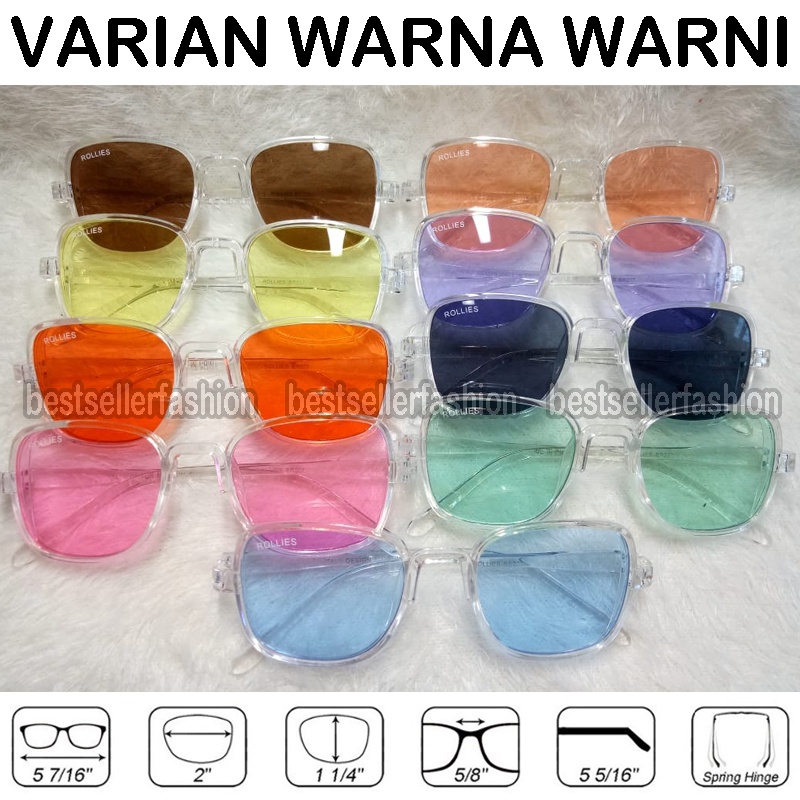 Promo! Kacamata Fashion Vintage Lensa Warna Warni Frame Kotak Kacamata Korean Design Retro Gaya Kacamata Hitam Candy Color Sunglasses Unisex Kacamata Dewasa