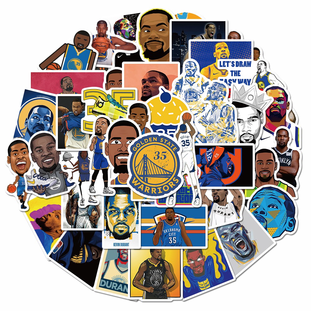 50pcs Stiker Desain Bintang Sepak Bola Kevin Durant Tahan Air Untuk Dekorasi Laptop Skateboard Gitar