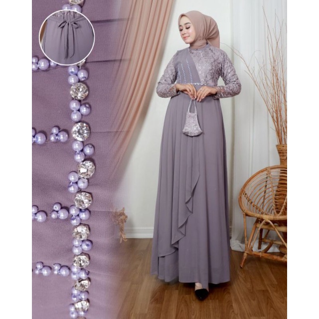 Permata Olshop / Kebaya Gamis Amira NK / Gamis Modern / Gamis Kebaya Pesta / Gamis Kondangan / Gamis Pesta Mewah / Kebaya Modern