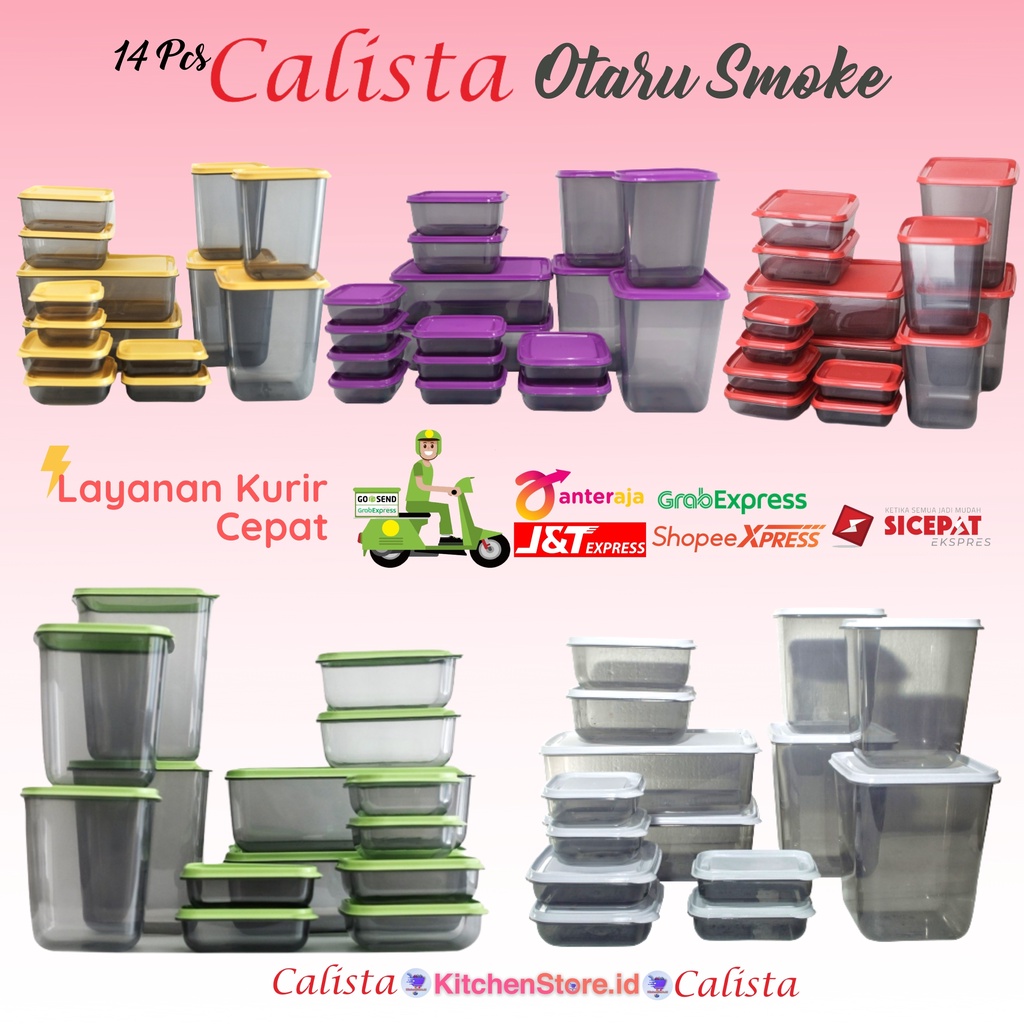 CALISTA OTARU SMOKE SEALWARE FOOD CONTAINER TOPLES PLASTIK SET KOTAK PENYIMPANAN BUMBU KULKAS SERBAGUNA FOOD PREPARATION FOOD ORGANIZER FOOD STORAGE WADAH KOTAK MAKANAN