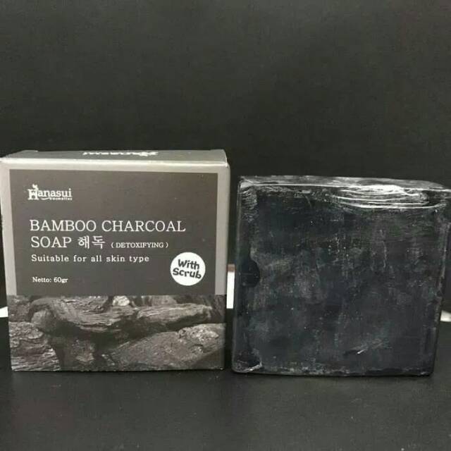 SABUN HANASUI BAMBOO CHARCOAL SOAP BPOM - SABUN ARANG WITH SCRUB