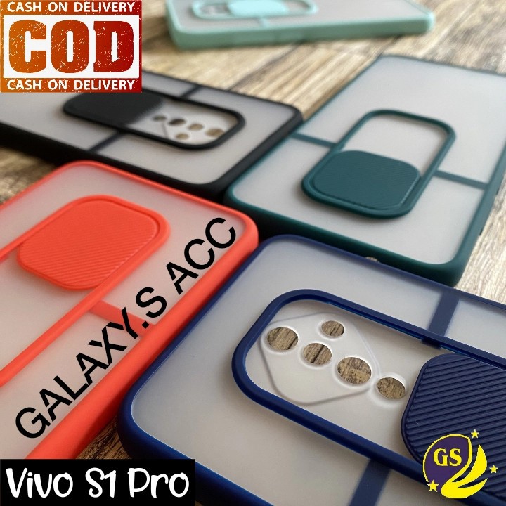 Vivo S1 S1 Pro S1Pro / Y19 / Y91 Y93 Y95 / Y91C Y1S Non Finger Slide Case Protection Camera Matte Candy Kamera Sliding Casing Windows