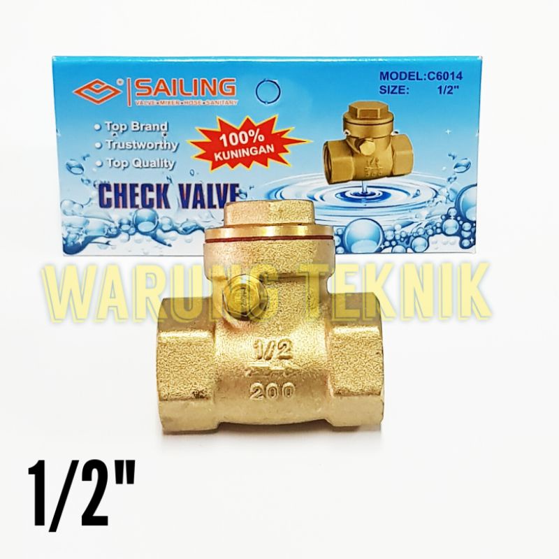 SAILING CHECK VALVE KLEP TABOK 1/2&quot; FULL KUNINGAN C6014