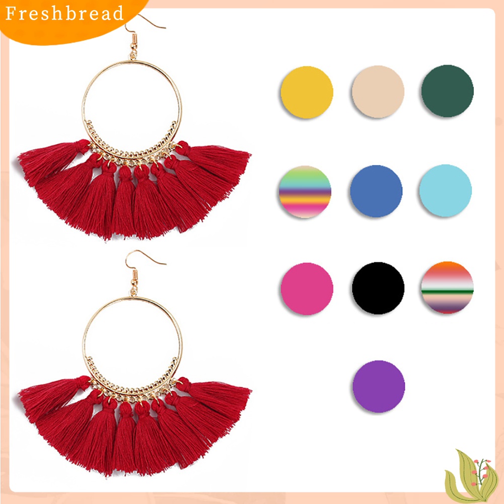 Fresh| Anting Kait Gantung Wanita Desain Rumbai Gaya Bohemian Untuk Pesta / Hadiah