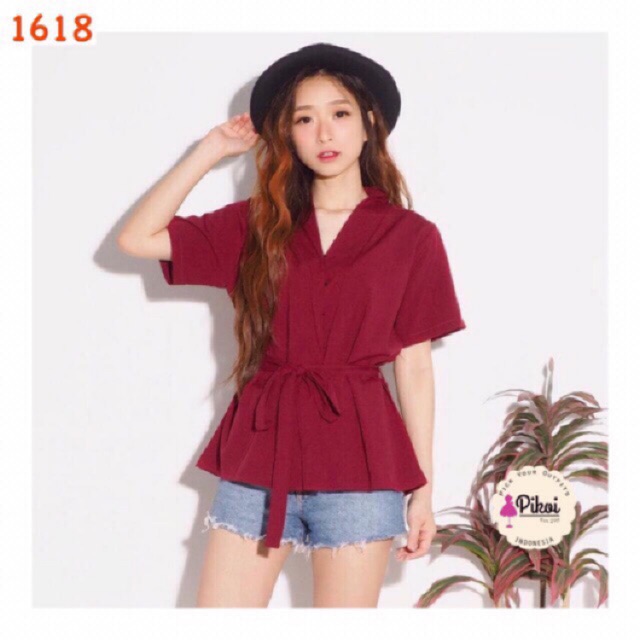 Blouse peplum wanita / blouse putih polos / blouse kantor murah / baju crepe cewek baju kantor 1618