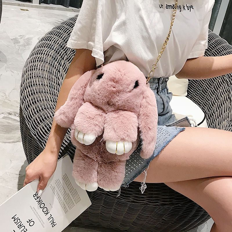 Tas SLempang bunny Multifungsi bisa di ransel/cinamoroll Tas bulu bulu korea SLempang rantai