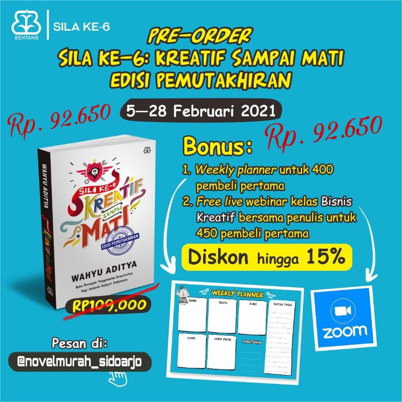 

PRE-ORDER SILA KE 6 : KREATIF SAMPAI MATI - WAHYU ADITYA