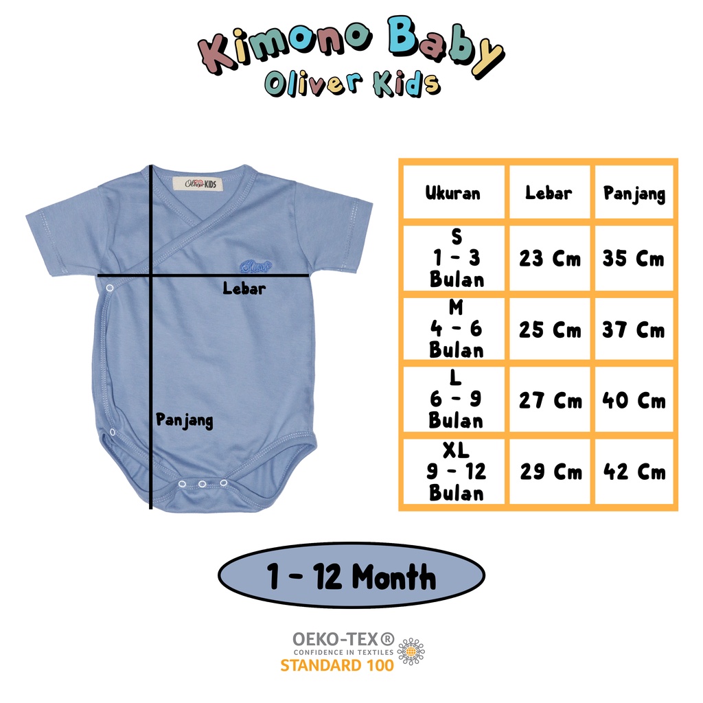 Ramadhan Sale - Oliver Kids Baju Kimono Bayi Pakaian Bayi Kimono Bayi Short Baby Kimono Jumper Bayi Kimono Pendek Bayi Bodysuit Kimono Bayi
