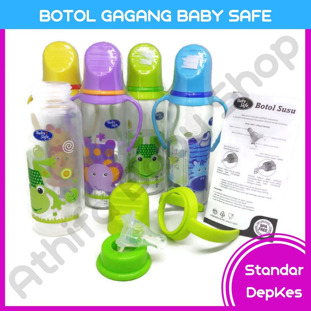 Baby Safe JS005 Feeding Bottle 250ml Botol Susu Bayi Baby Safe Gagang Pegangan Dot Anak Karakter