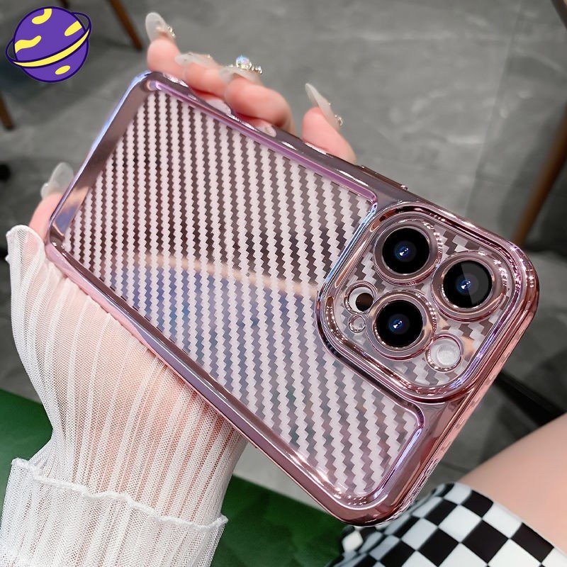 Casing Silikon Transparan Electroplating Untuk iPhone 14 13 11 12 Pro MAX X XS MAX XR 7 8 Plus