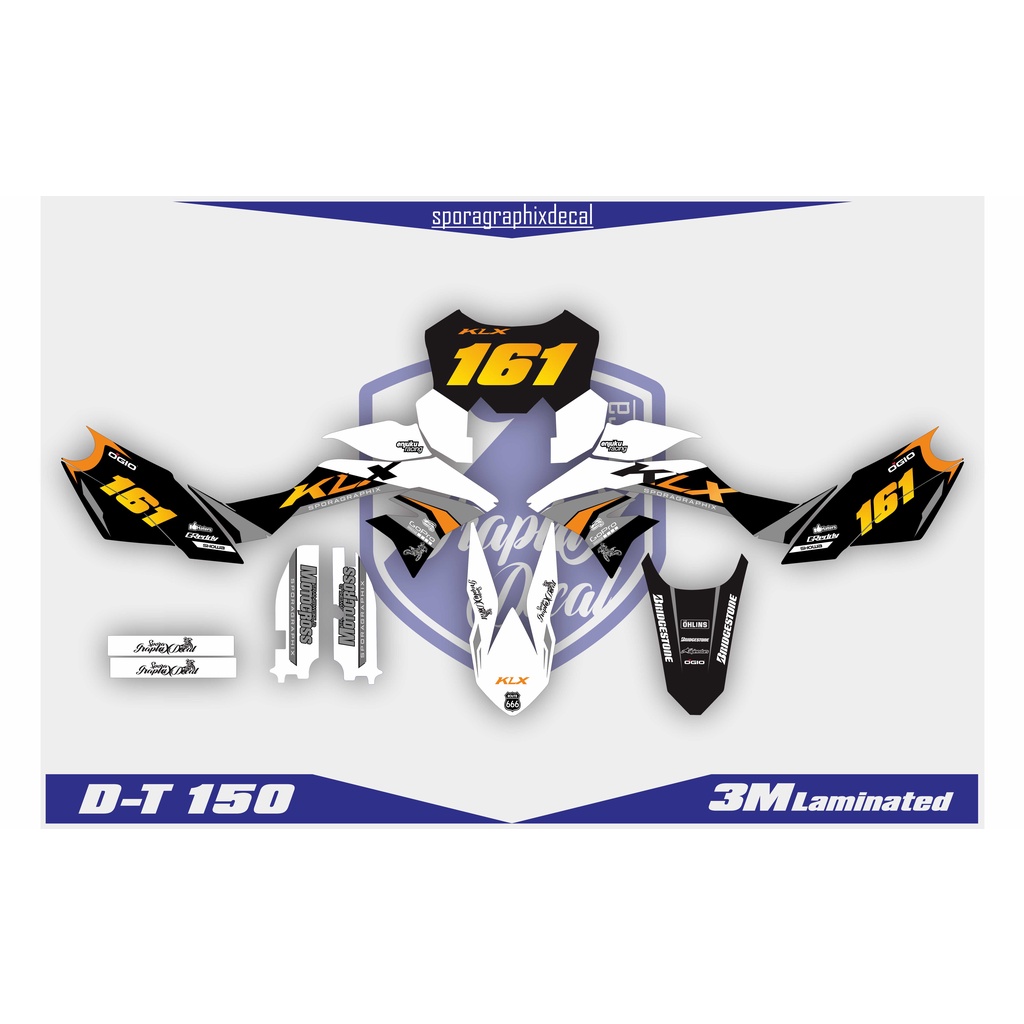 DECAL STICKER MOTOR CROSS D-TRACKER 150 FULLBODY - DESAIN DTR-12 kuning