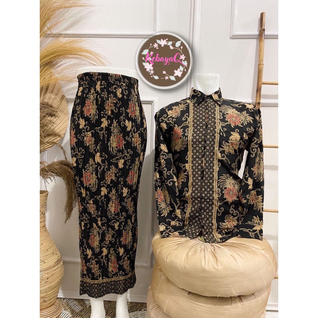 KQ> SET BATIK COUPLE AZALEA - BAJU BATIK COUPLE PASANGAN - KEMEJA BATIK COUPLE - KEMEJA BATIK PRIA -
