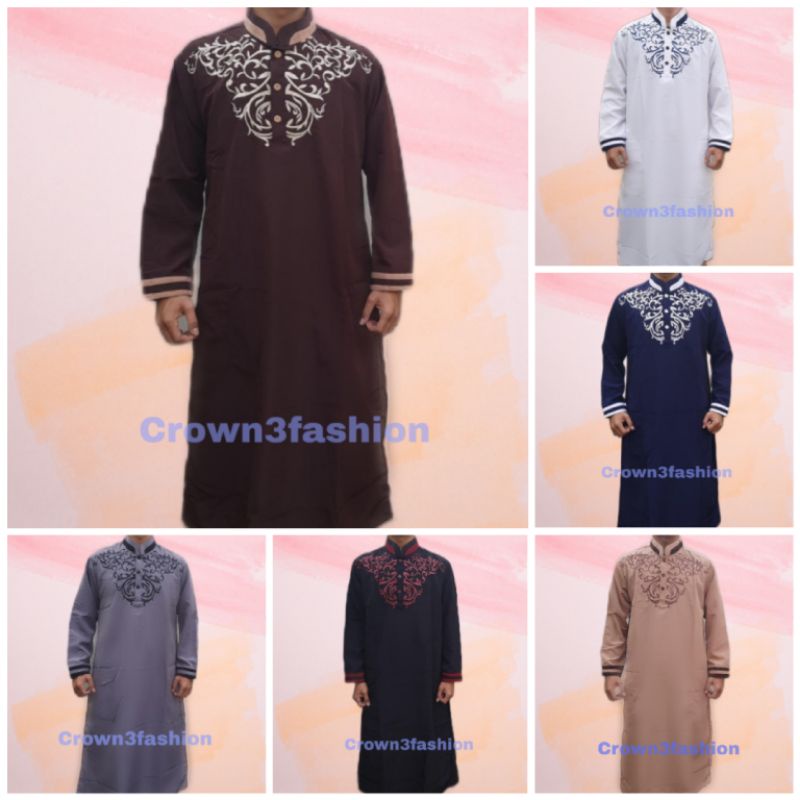 Jubah Pria Gamis Saudi Bordir Terbaru Premium Berkualitas*BisaCOD AL FATTAH