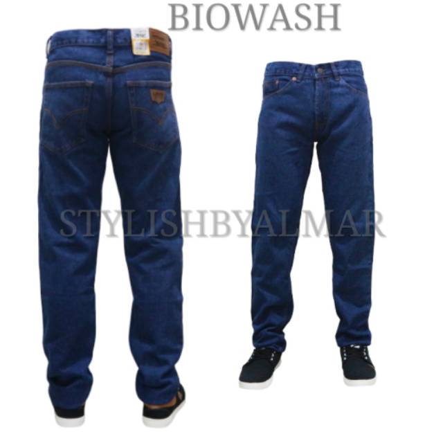 Celana jeans standar regullar cowok pria bioblizt biowash garmen hitam berkualitas