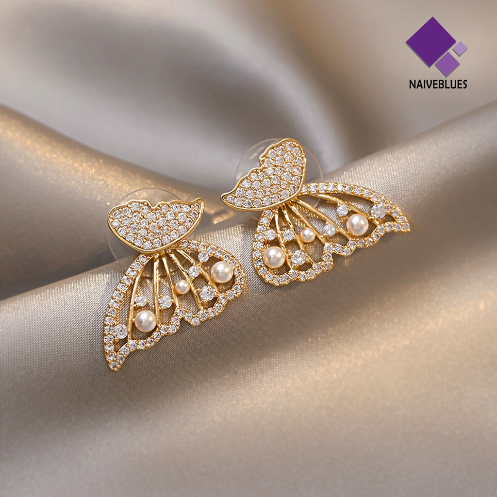 1 Pasang Anting Stud Desain Kupu-Kupu Geometris Untuk Wanita Butterfly