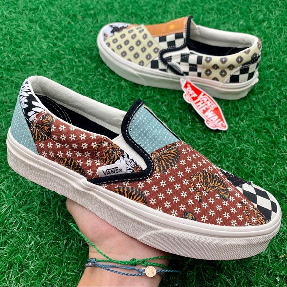 vans slip on tiger patchwork original