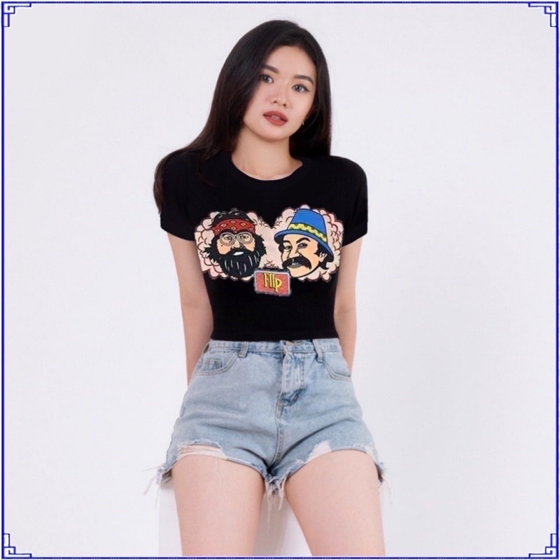 BEFAST - ZGW OOTD Kaos Crop DILARA / Kaos Crop Flip (LD 88, P 40) / Crop Top Wanita Keluaran Terbaru / Atasan Lengan Pendek / Tshirt Crop Motif / Pakaian Santai Casual Wanita / OOTD Remaja Wanita Kekinian / Crop Top Termurah / OOTD Ala Korean Style