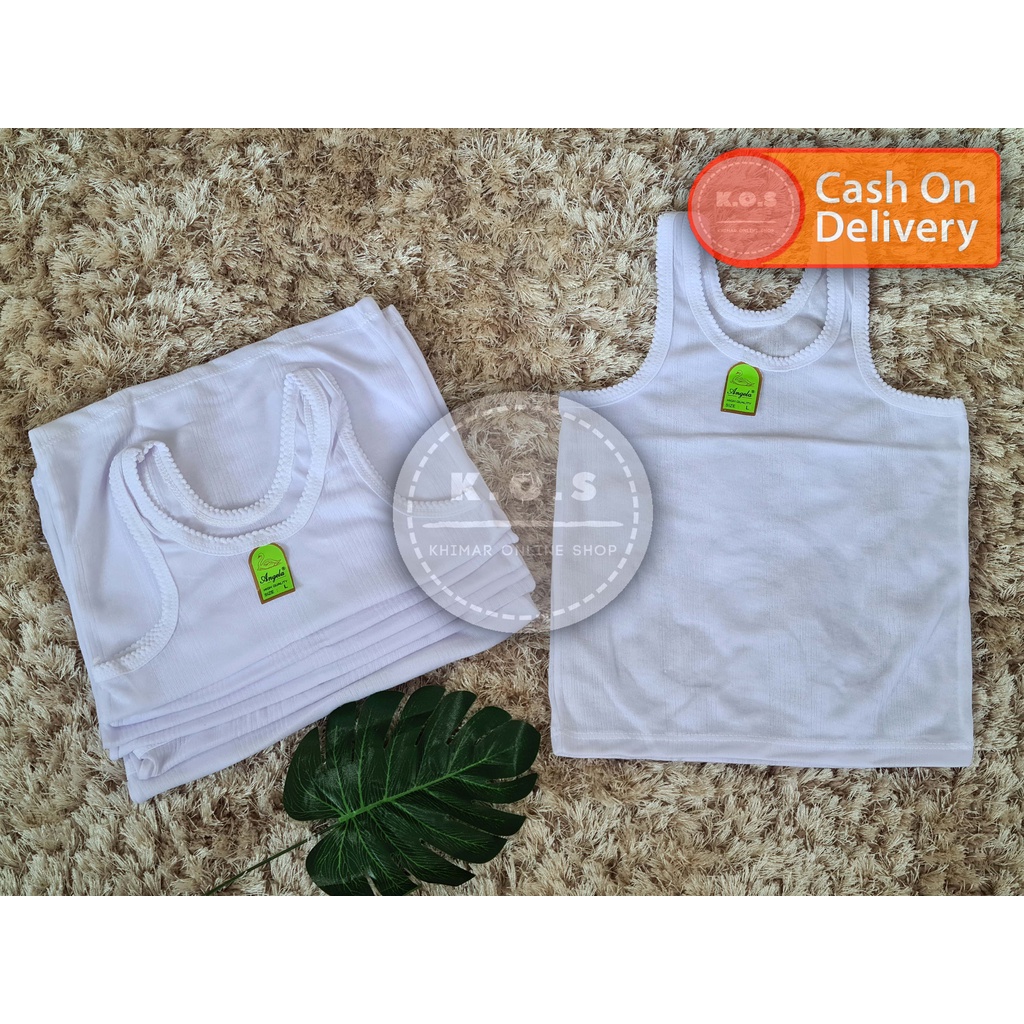 kaos dalam anak singlet anak unisex terlaris khusus putih ukuran s,m,l,xl,3l