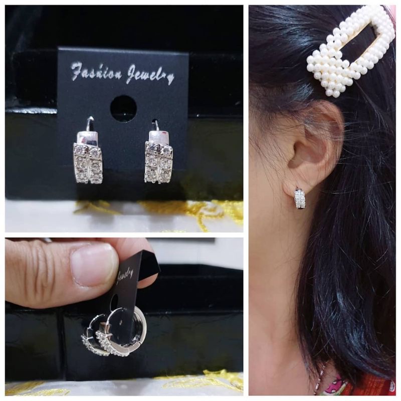 Anting Silver925 Perak mata kilau Premium Quality Anti Karat Anti Alergi Earring at05