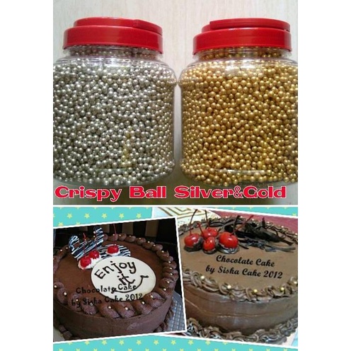 

Silahkan Order] Hiasan Topping Kue Tart Ulang Tahun Crispy Ball Gold&SIlver