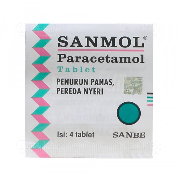 Sanmol Strip isi 4 tablet Sanmol Tablet Parasetamol 500mg Murah Sanbe