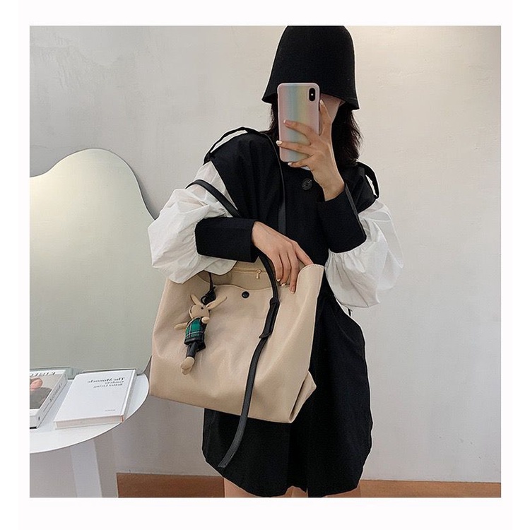 BJ15695 - BLACK/BROWN/GREEN/KHAKI - TAS TOTE BAG WANITA FASHION IMPORT MODIS ELEGAN TERMURAH TERLARIS TERBARU BAGSTORE JAKARTA TAS BATAM EL5695 LT2113