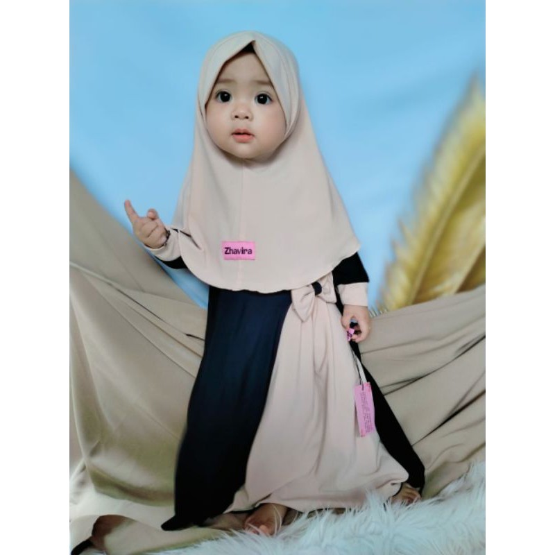 Gamis Zhavira, Laneeka Dress Hitam Coklat Susu
